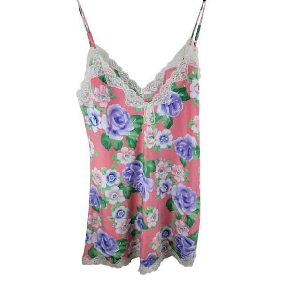 Vtg Victorias Secret Gold Label Slip Dress 90s Y2K Floral Lace Babydoll Medium - Picture 1 of 16